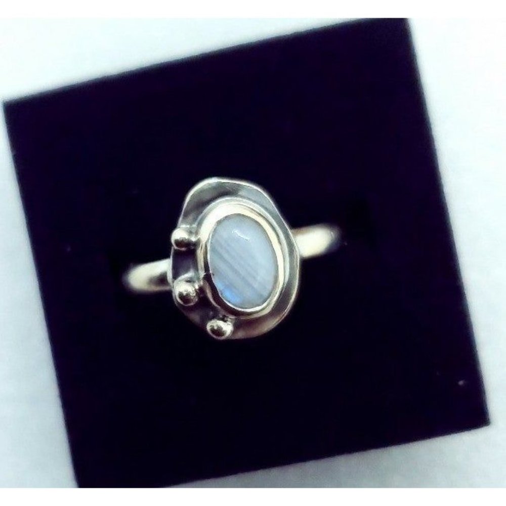 Moonstone crystal ring sterling silver ring size 6